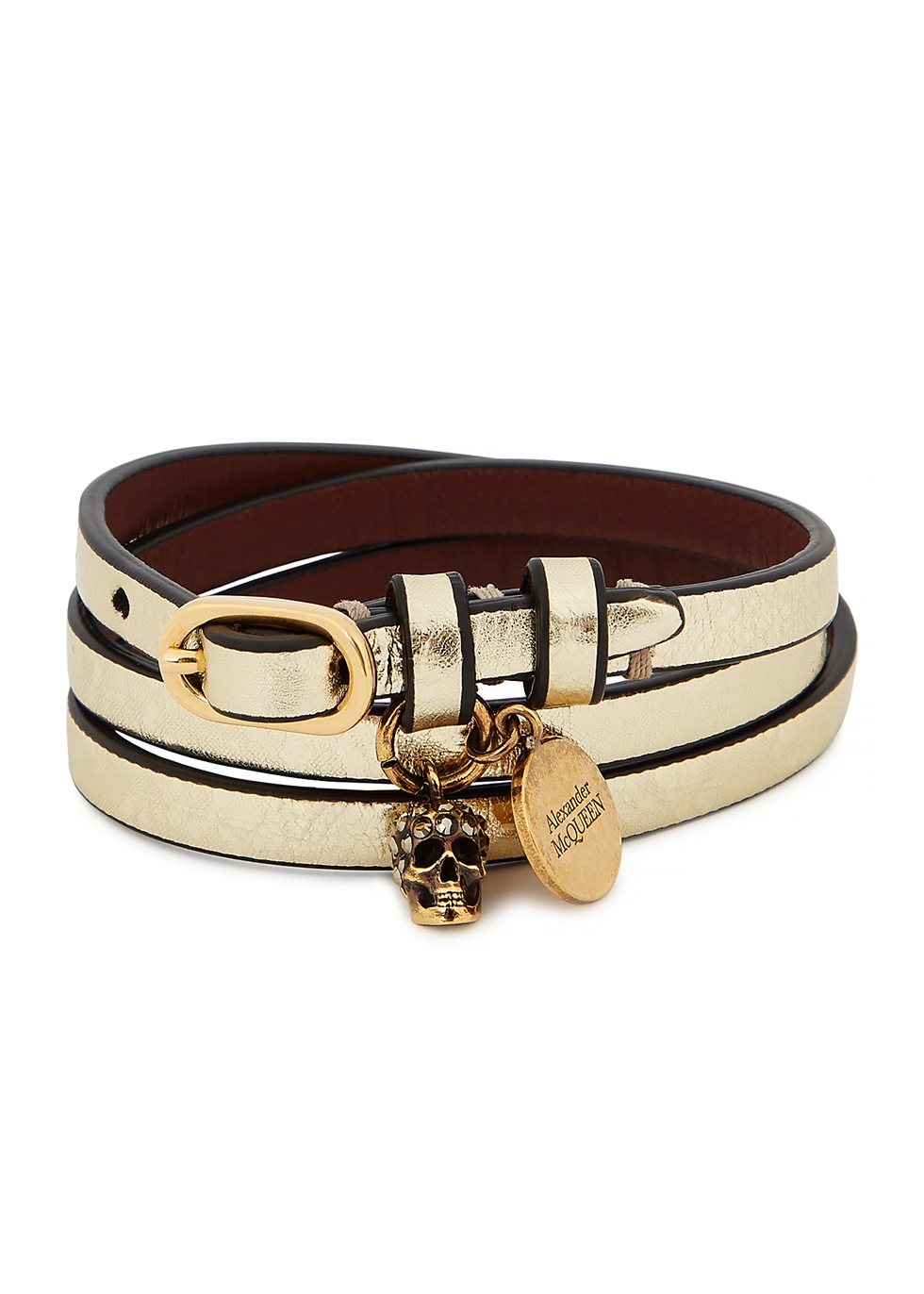 Alexander McQueen Gold leather bracelet 
