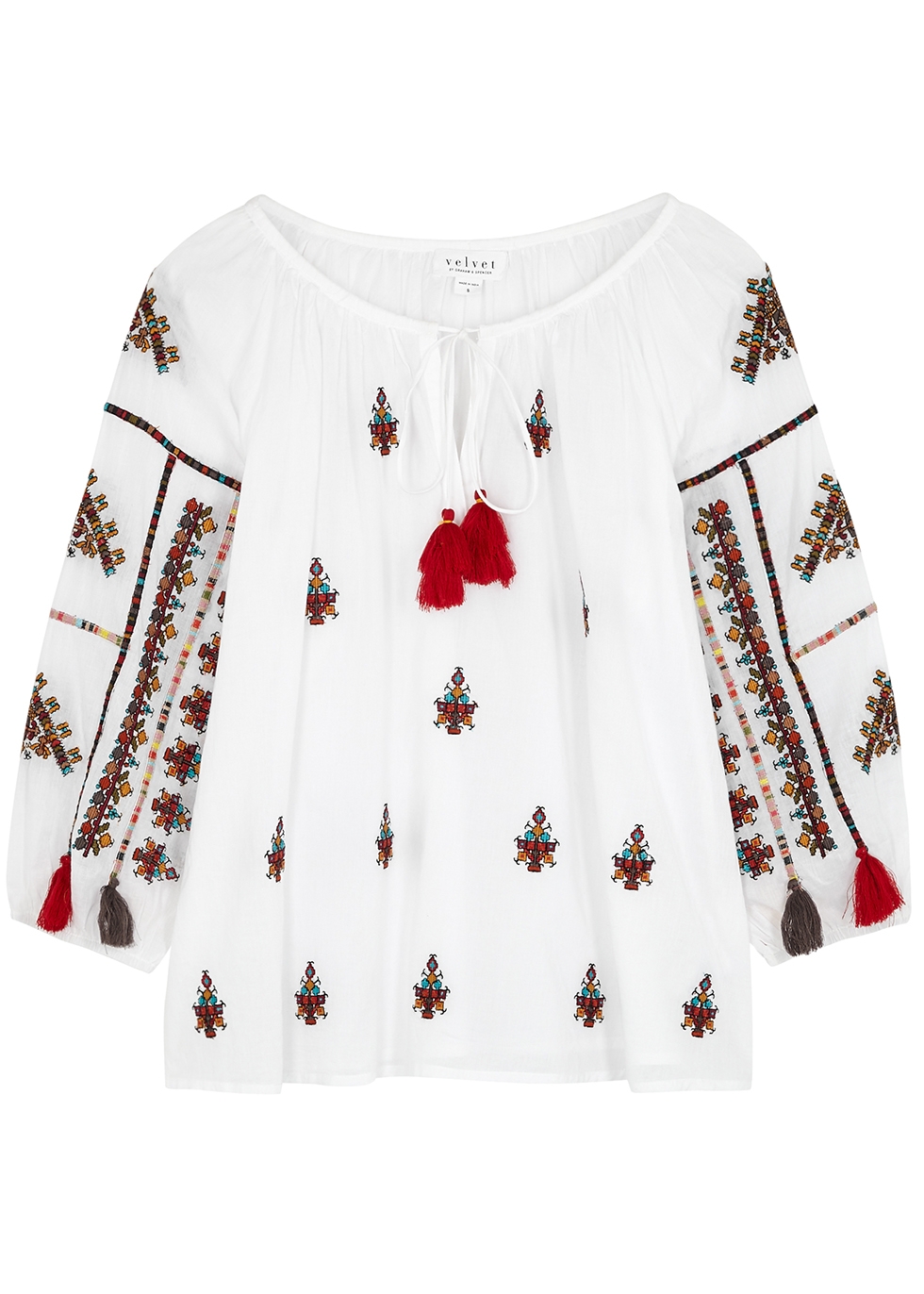 Nyssa white embroidered cotton blouse