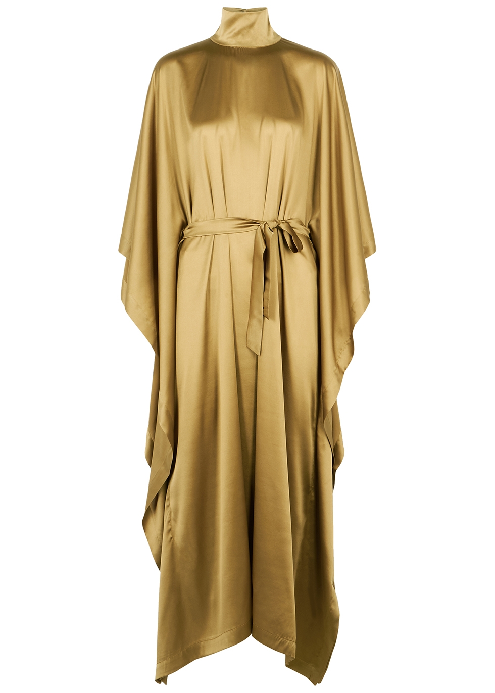 Odeon olive stretch-silk cape dress