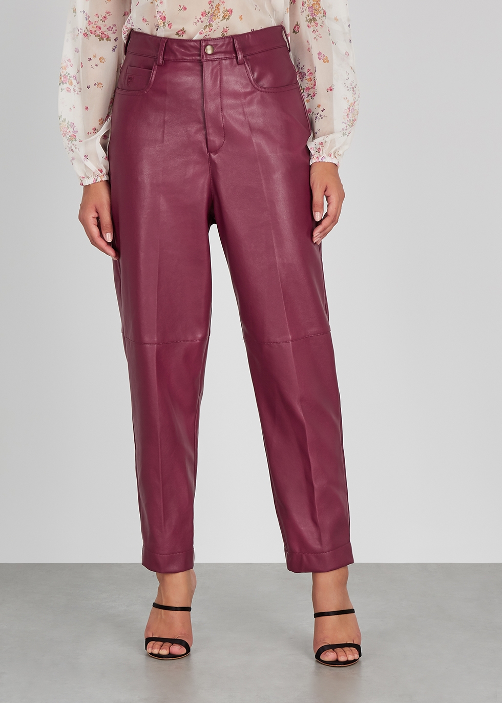 leather trousers burgundy