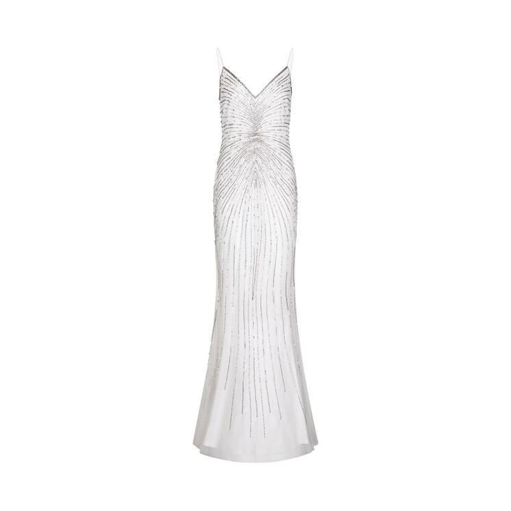 Adrianna Papell Beaded Mermaid Gown In Ivory