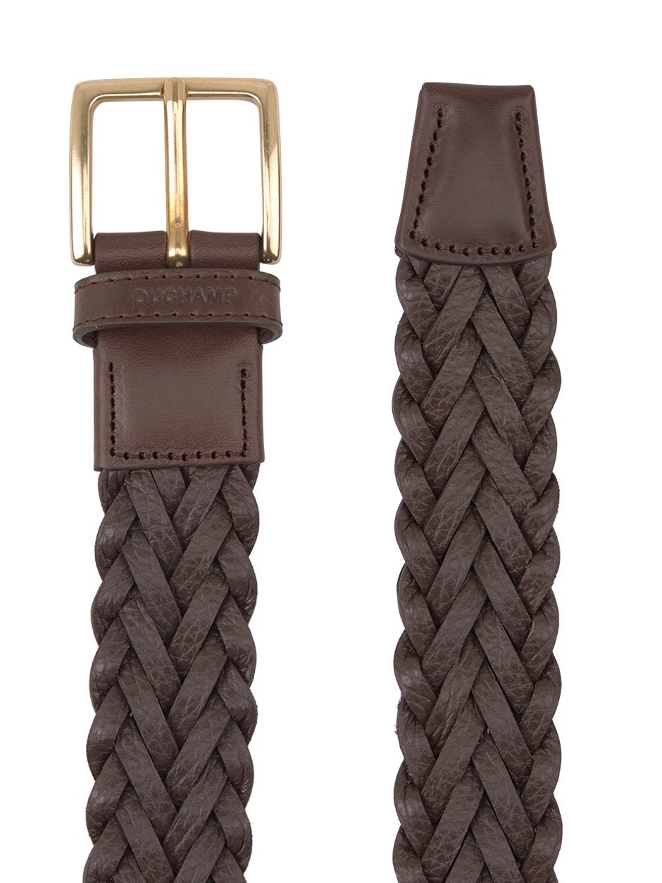 DUCHAMP LONDON Platted leather belt brown - Harvey Nichols