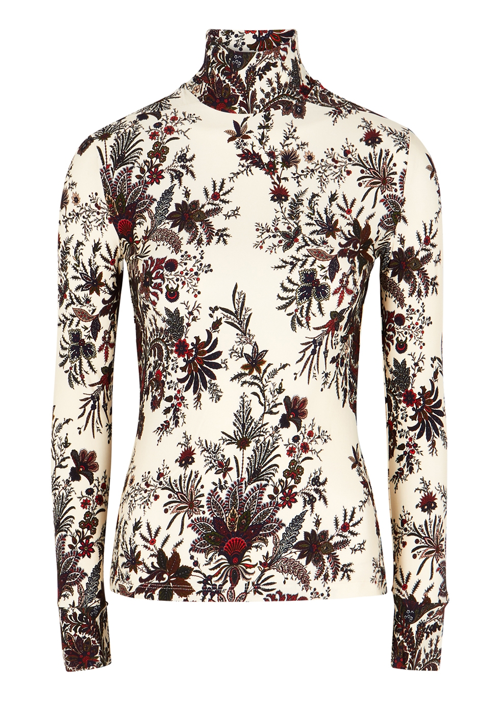 Printed roll-neck jersey top