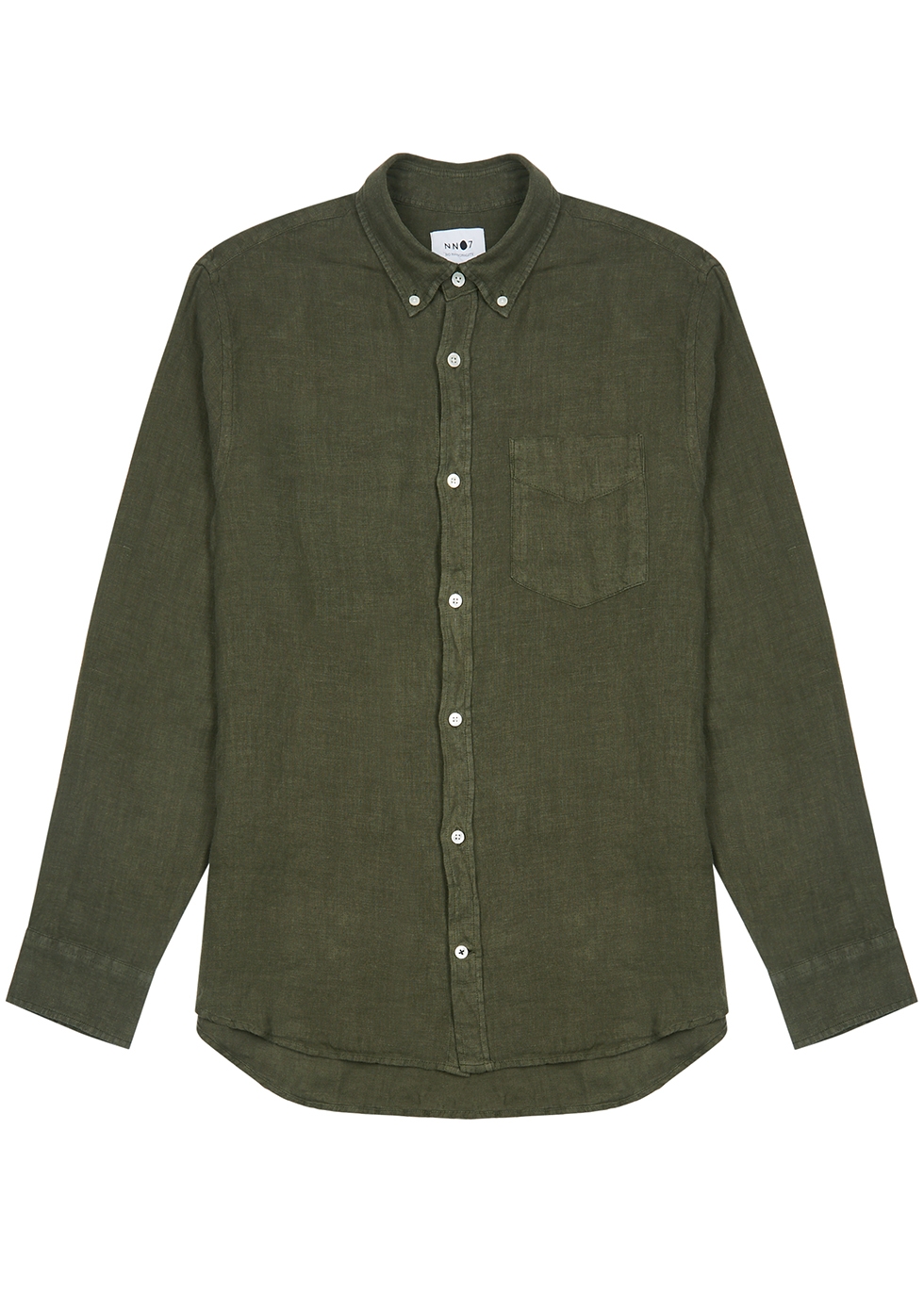 NN07 Levon dark green linen shirt - Harvey Nichols