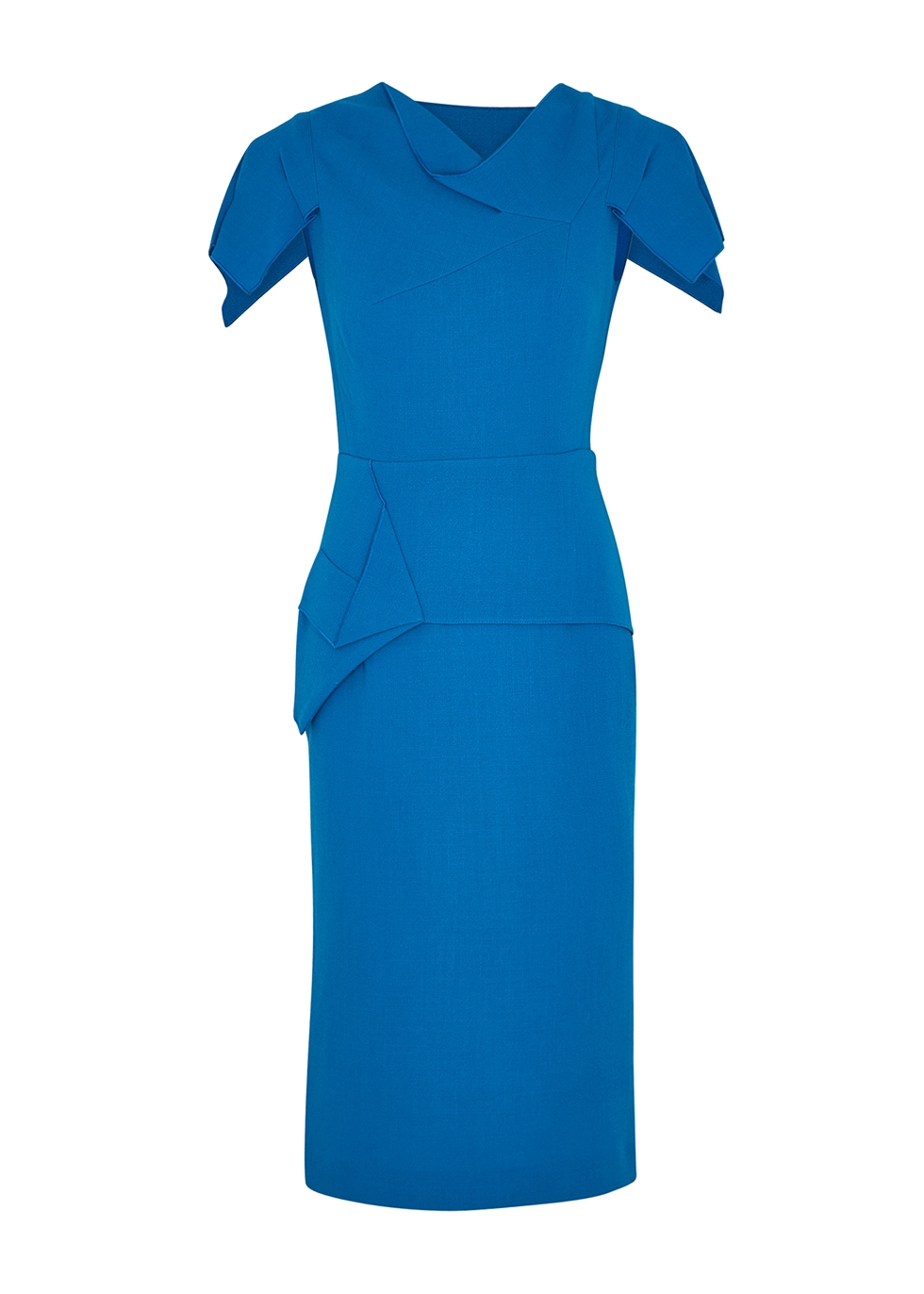 Vernon blue wool-crepe midi dress