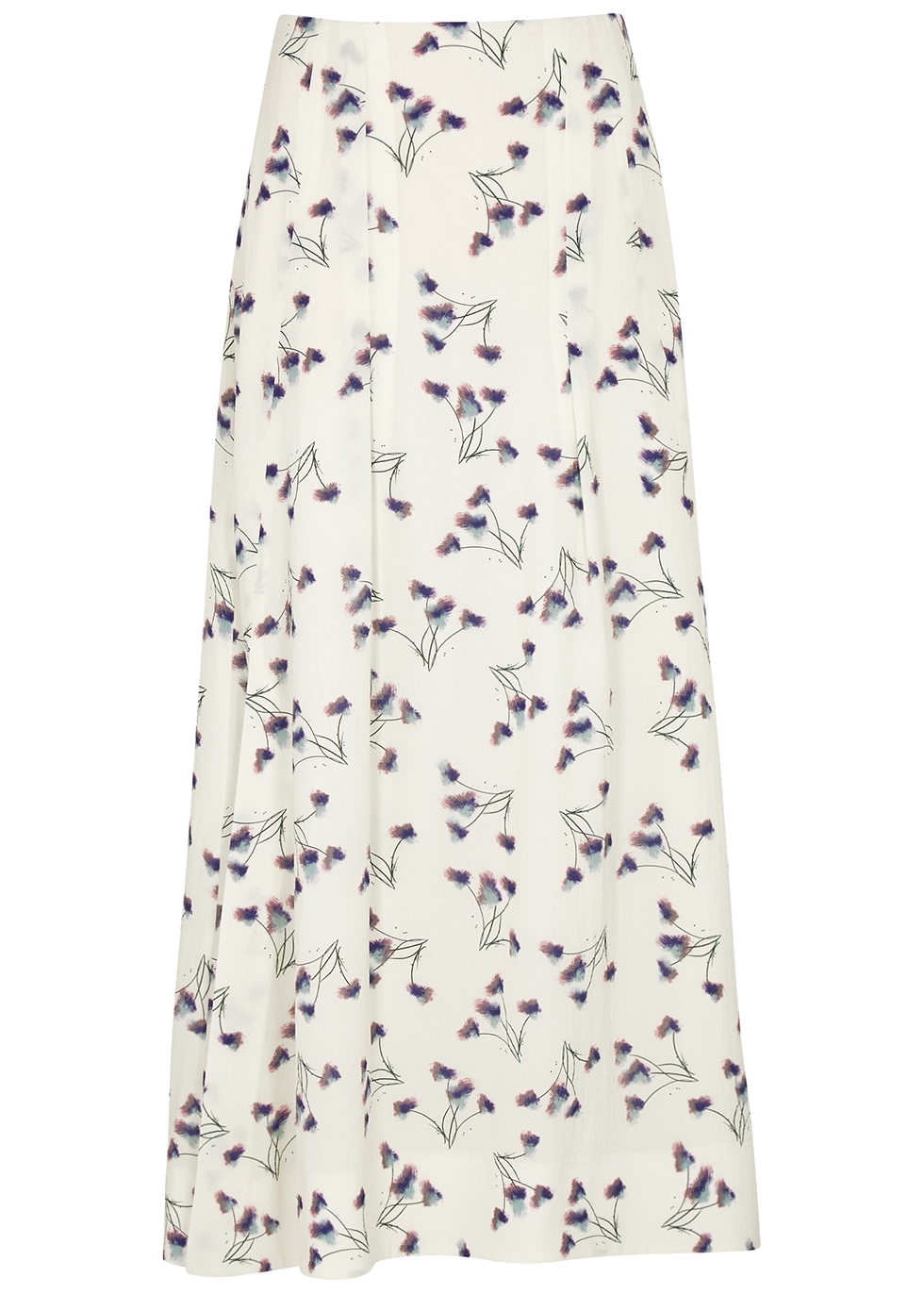 Badby floral-print seersucker midi skirt