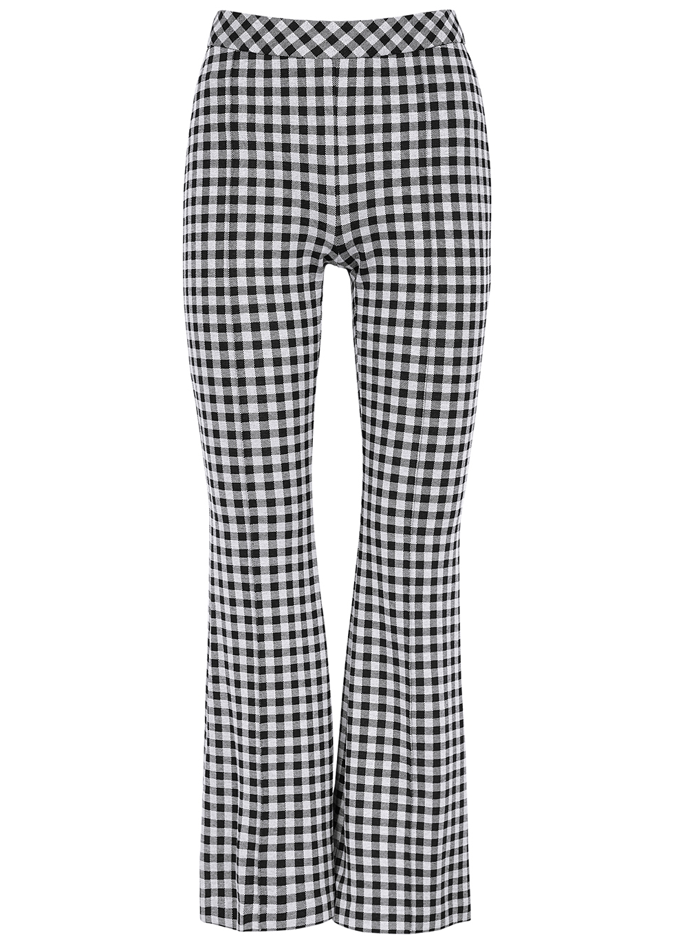 Monochrome gingham flared trousers