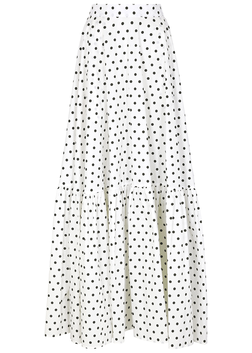 Polka-dot cotton maxi skirt