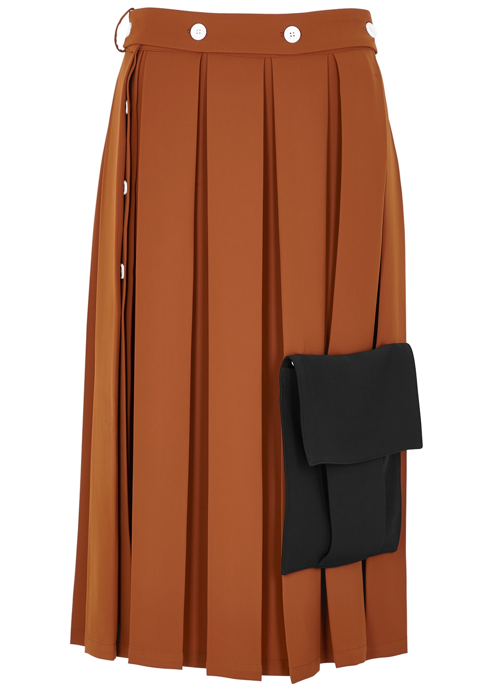 Terracotta pleated wrap skirt