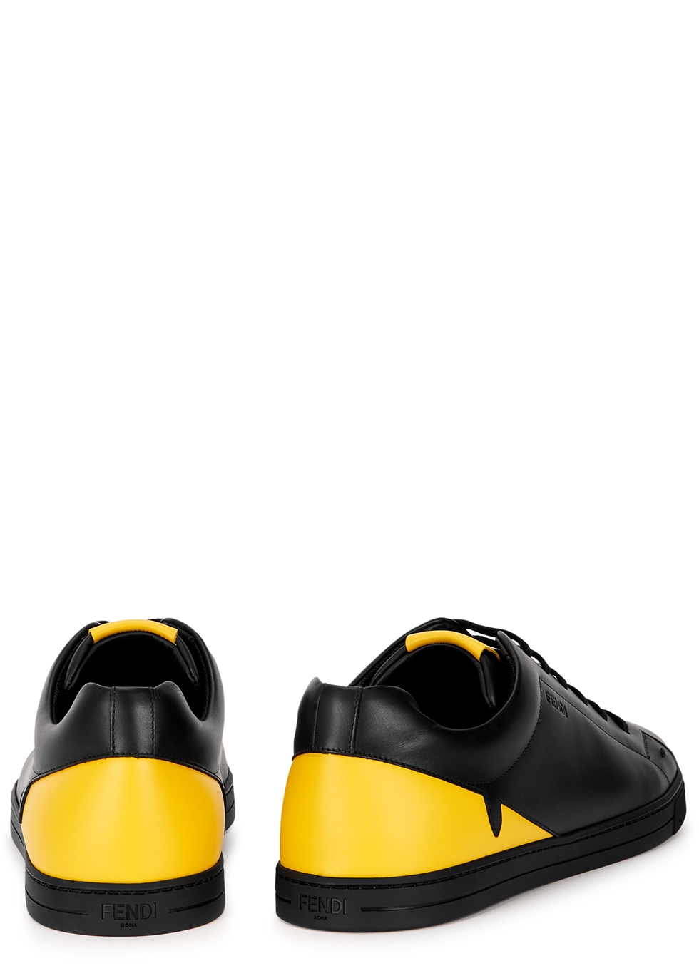 Fendi Black and yellow leather sneakers 