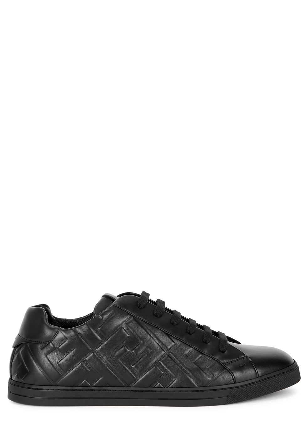 Fendi FF black leather sneakers - Harvey Nichols