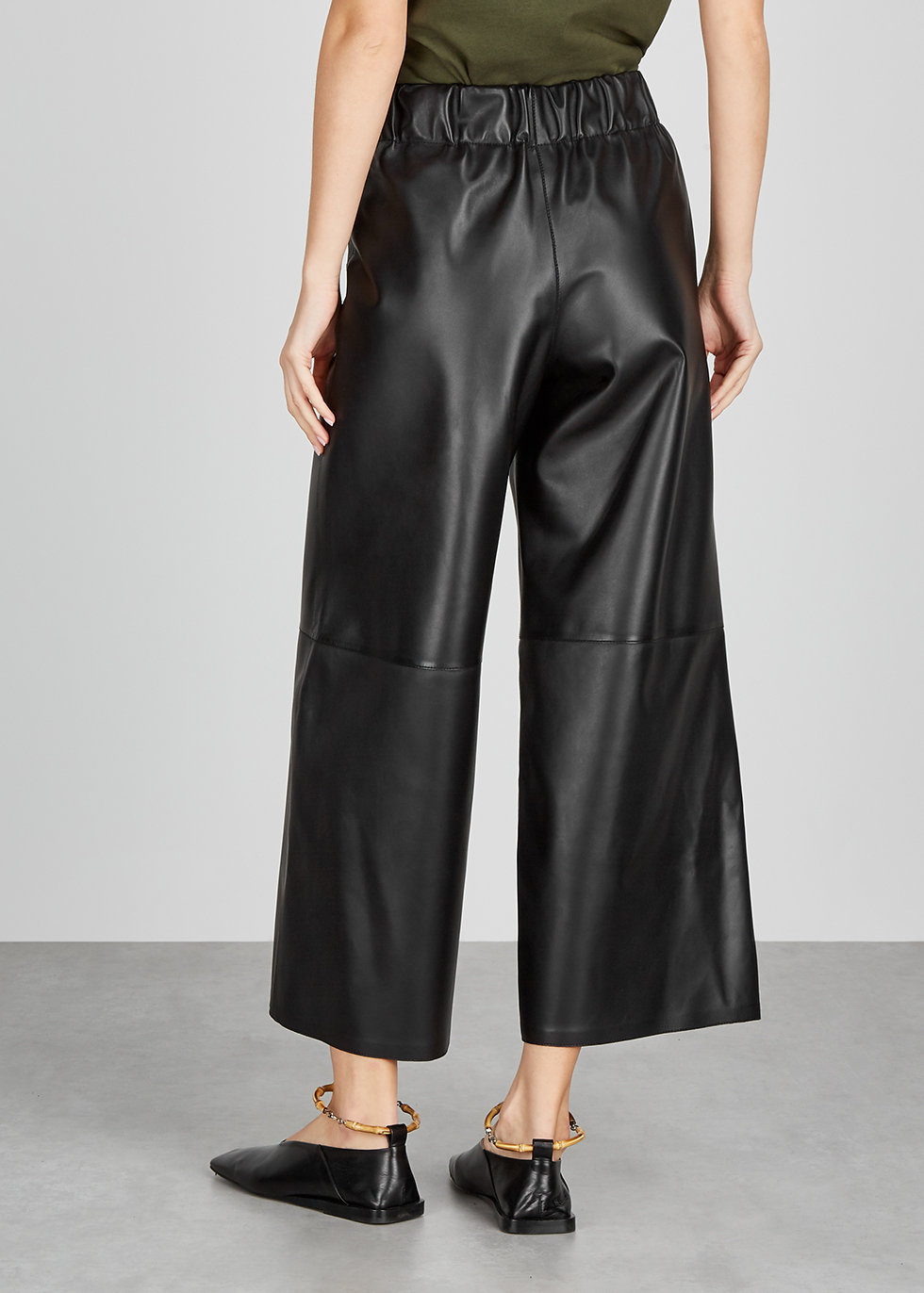 cropped wide leg leather pants