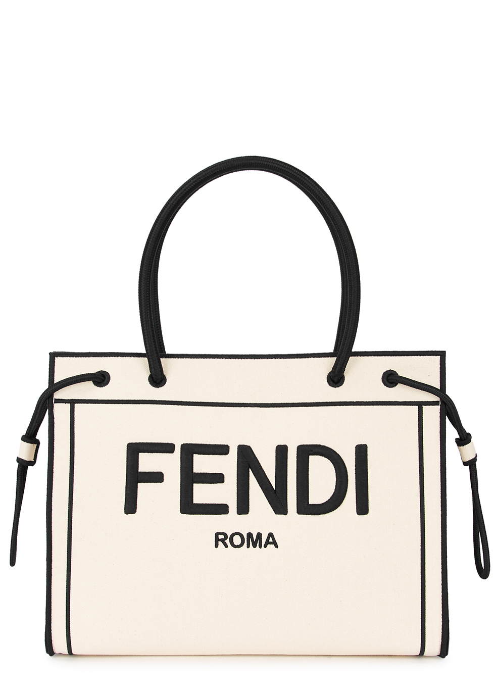 Fendi Roma medium logo-embroidered canvas tote - Harvey Nichols
