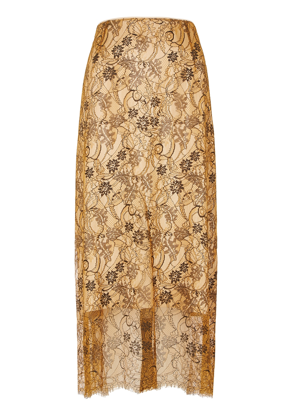 Gold guipure lace skirt
