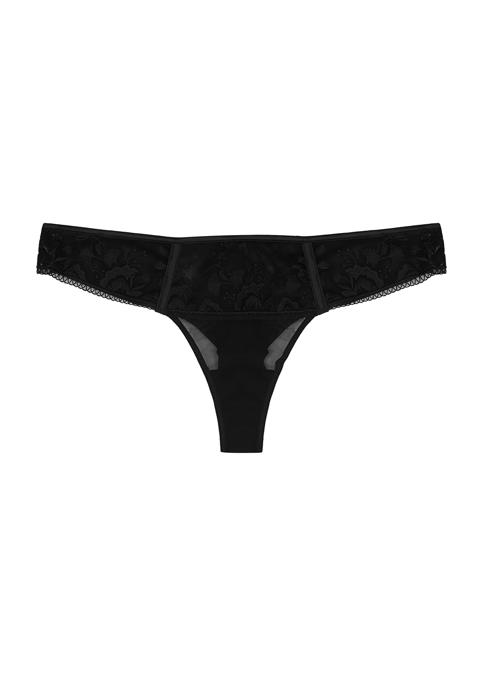 Orphee black embroidered tulle thong