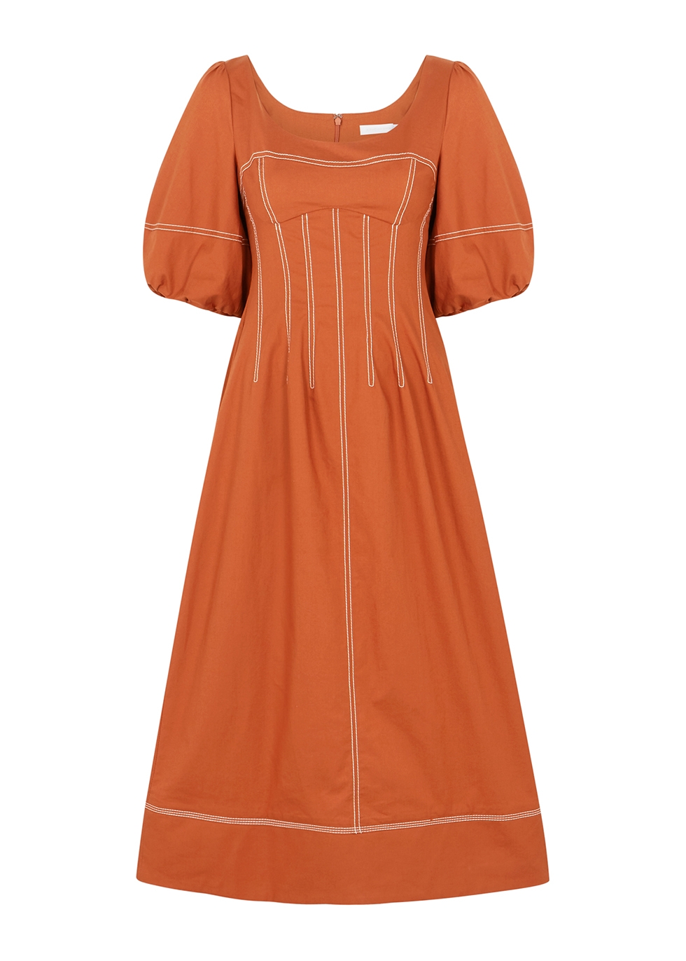 Lena orange stretch-cotton midi dress