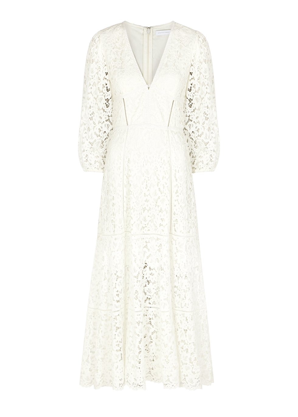 Lara white guipure lace midi dress