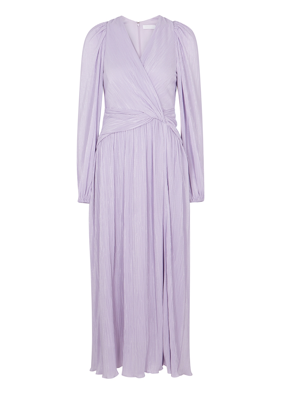 Gwnyth lilac metallic-weave plissé midi dress