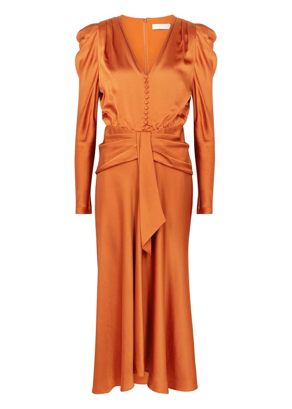 Jonathan Simkhai Annalise burnt orange satin midi dress - Harvey Nichols