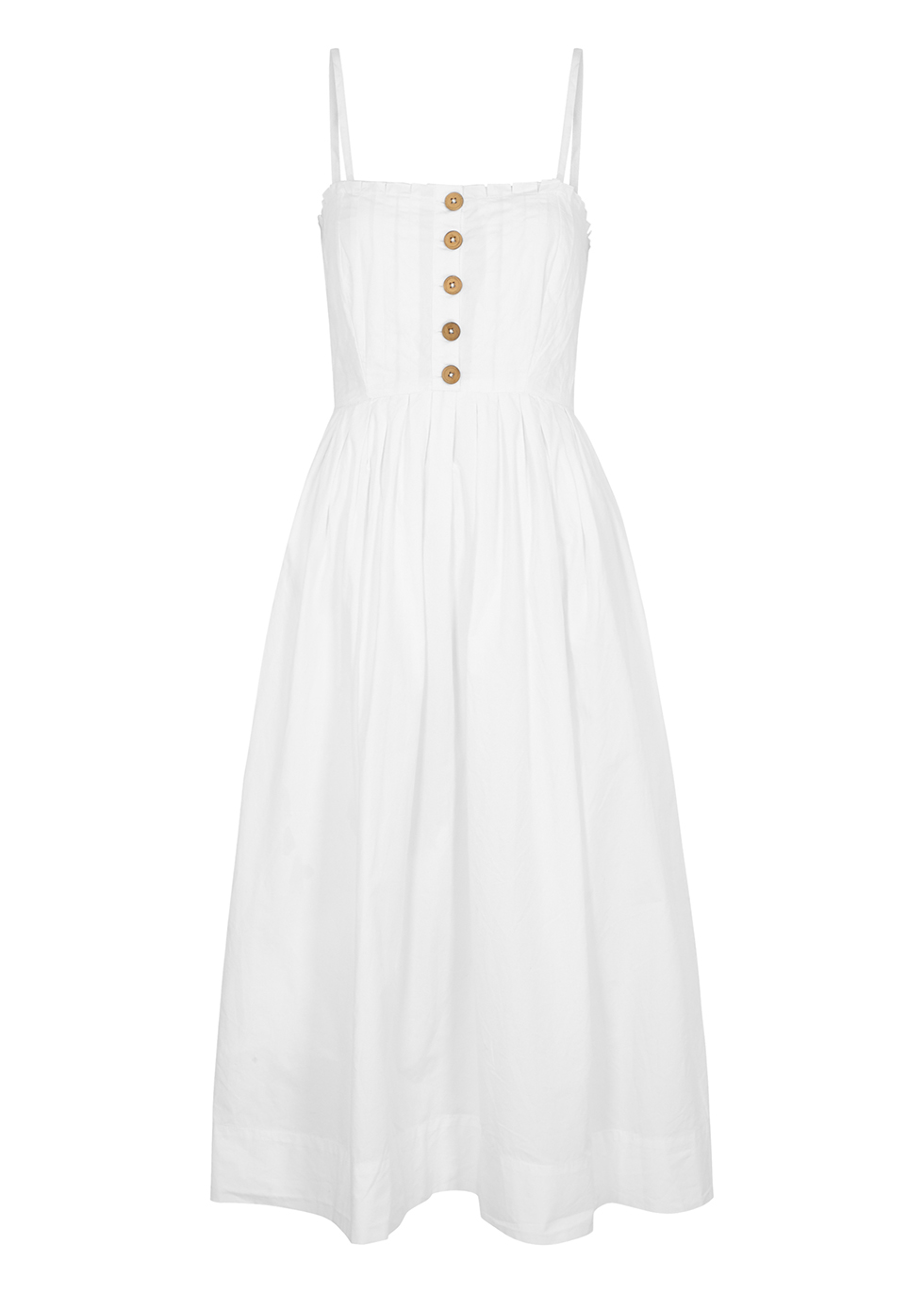 Lilah white cotton midi dress