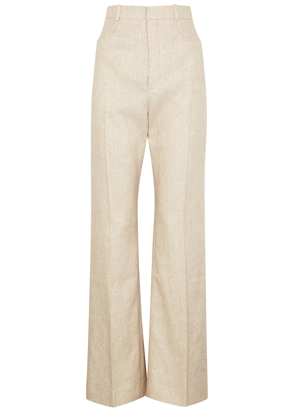 Le Pantalon Sauge stone linen-blend trousers