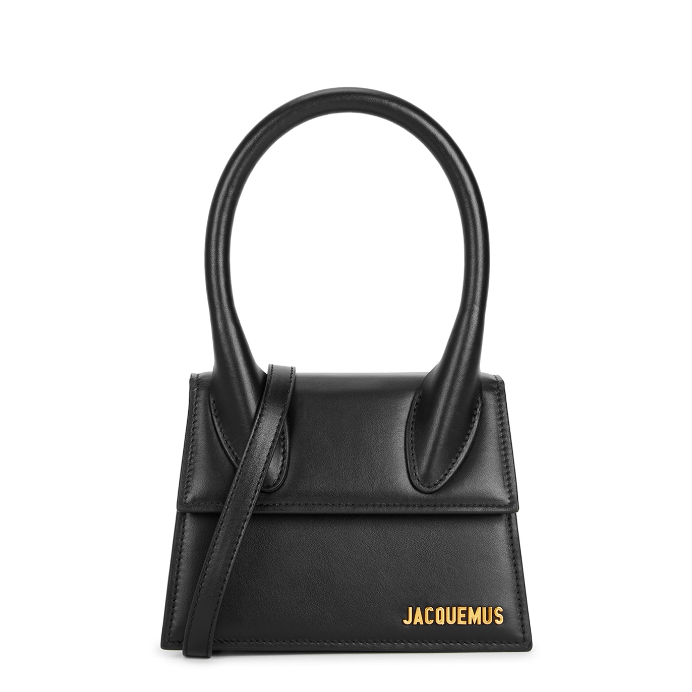 Jacquemus Le Chiquito Moyen black leather top handle bag - Harvey Nichols
