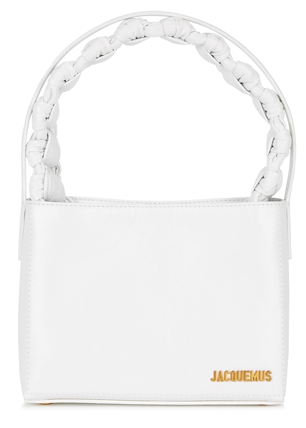 Le Sac Noeud white leather top handle bag