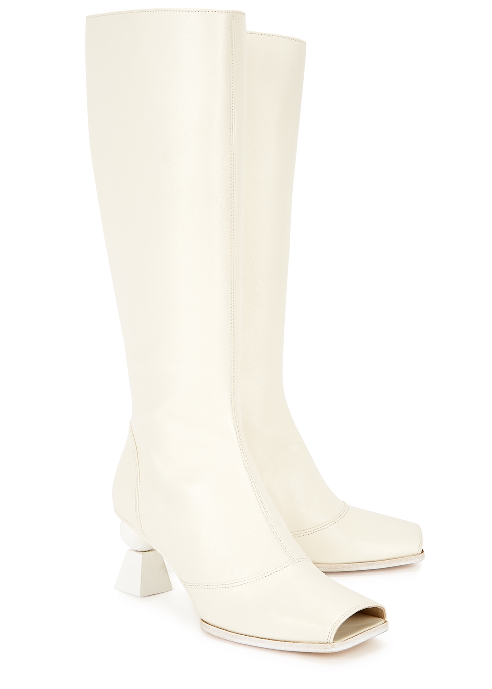 knee boots white
