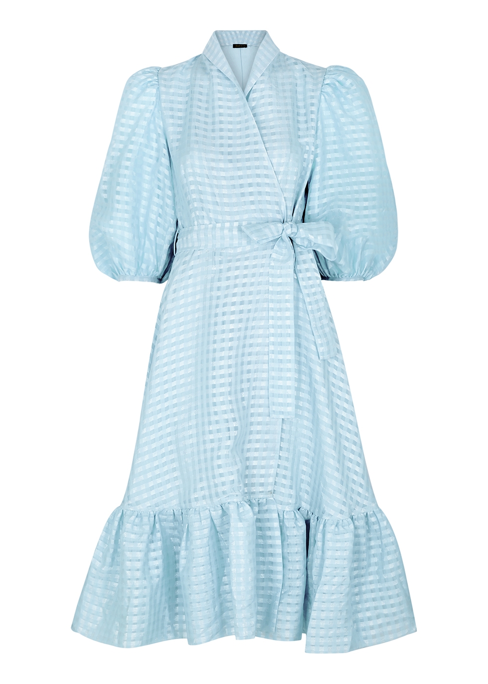 checked wrap dress