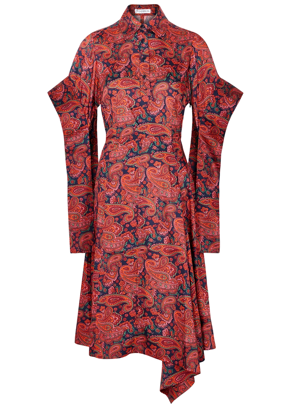 Paisley-print draped shirt dress