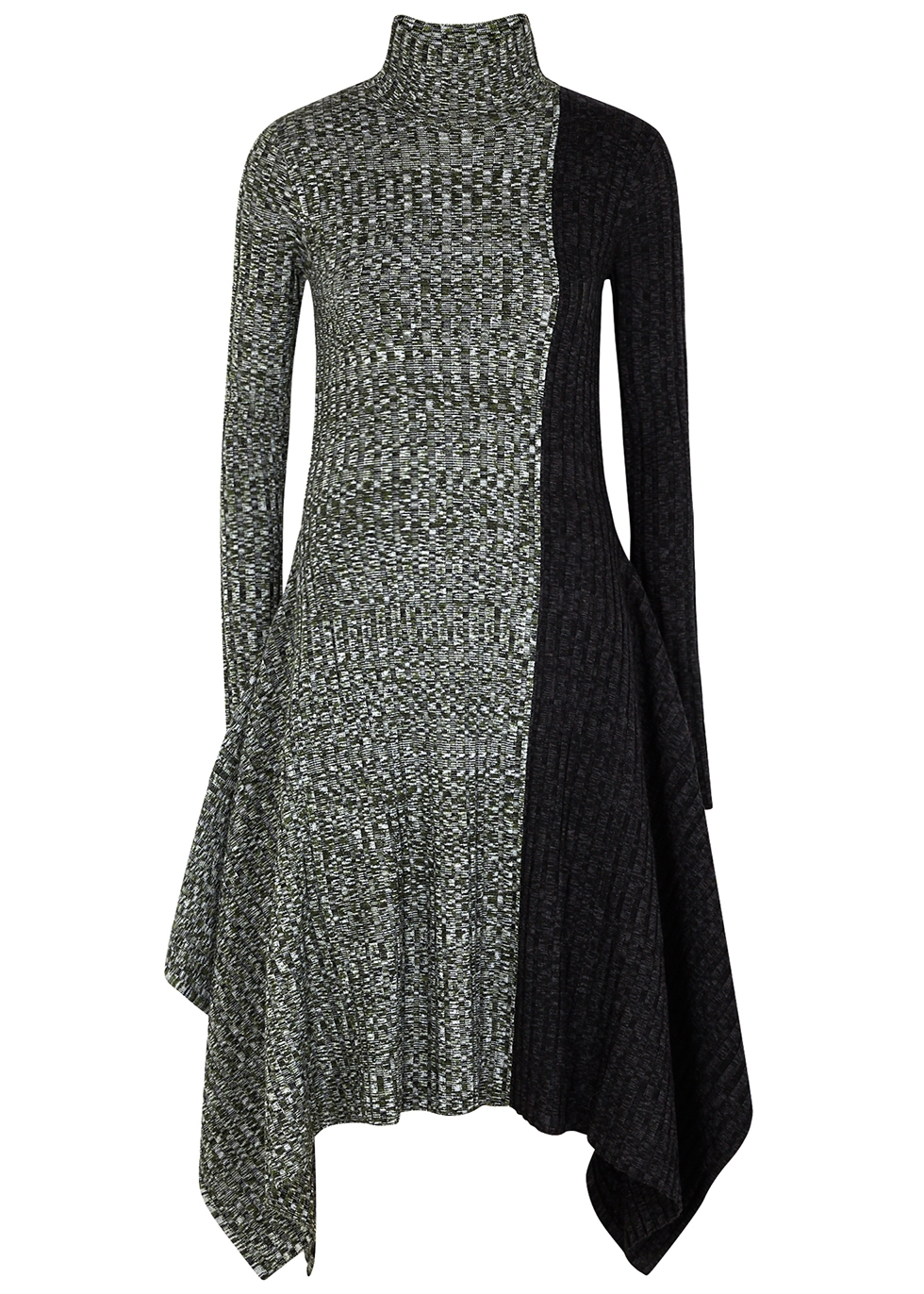Panelled merino wool midi dress