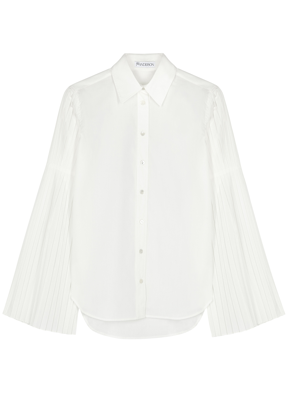 Ivory pleated-sleeve shirt