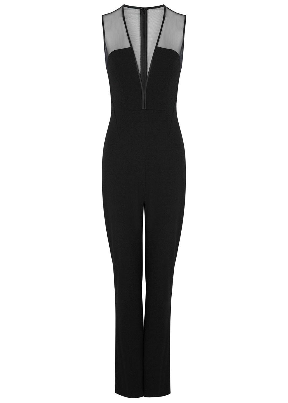 Black plunge wide-leg jumpsuit