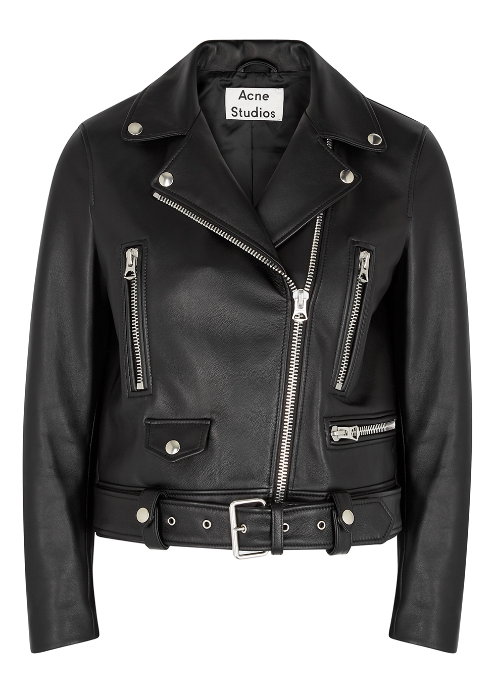 Mock black leather biker jacket
