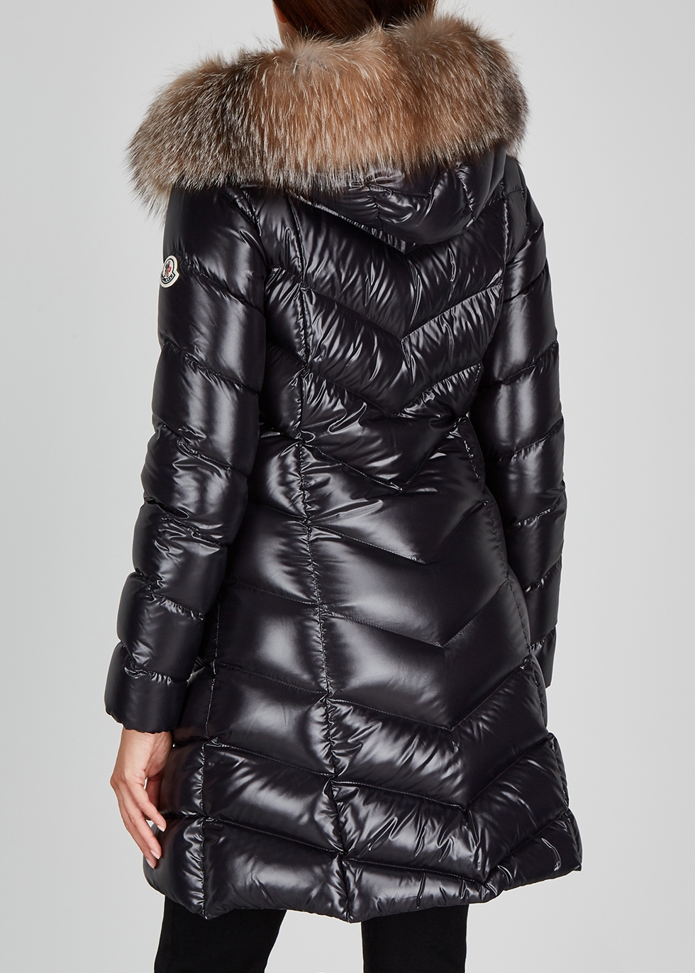 moncler black fur coat