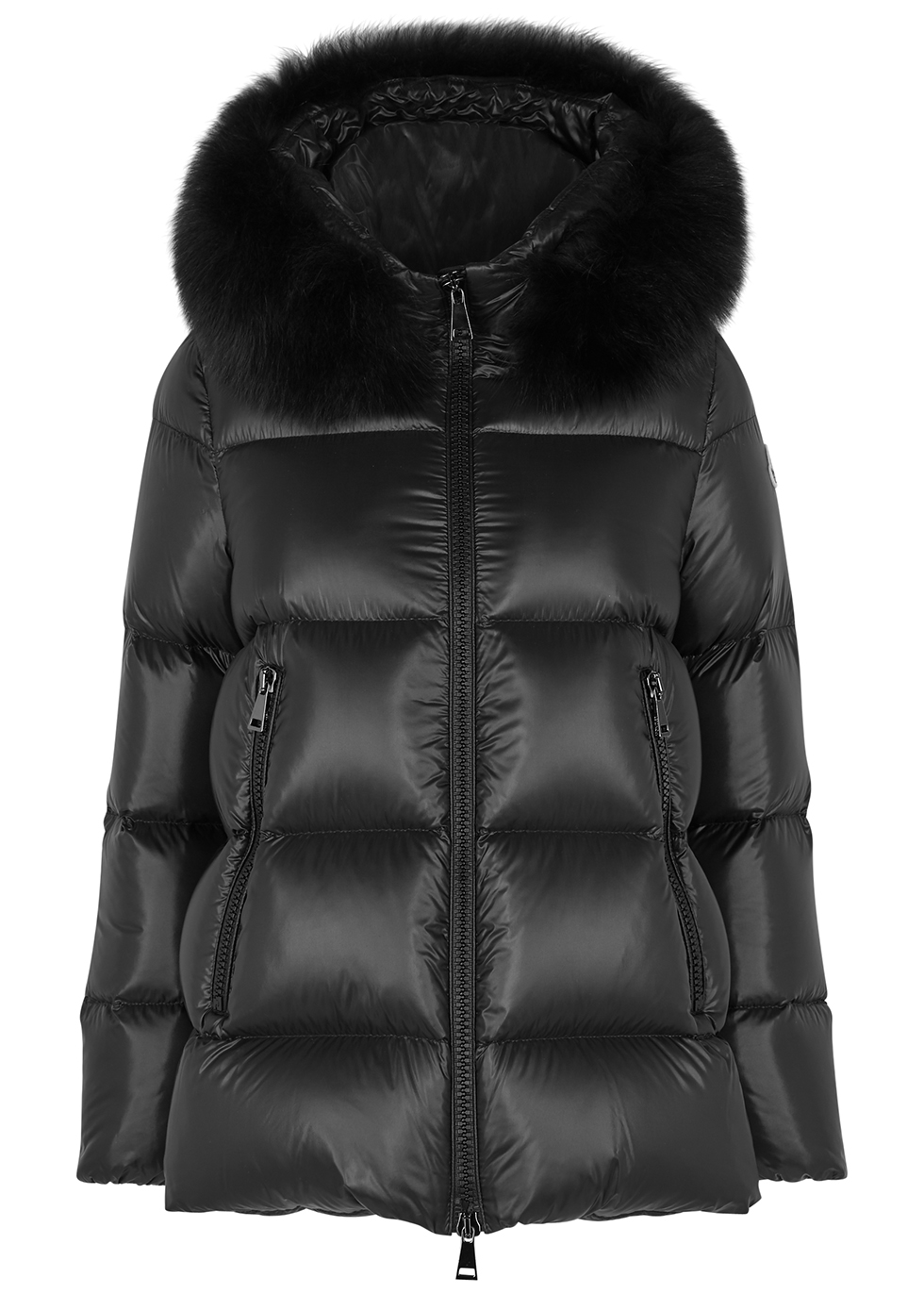 black fur moncler coat