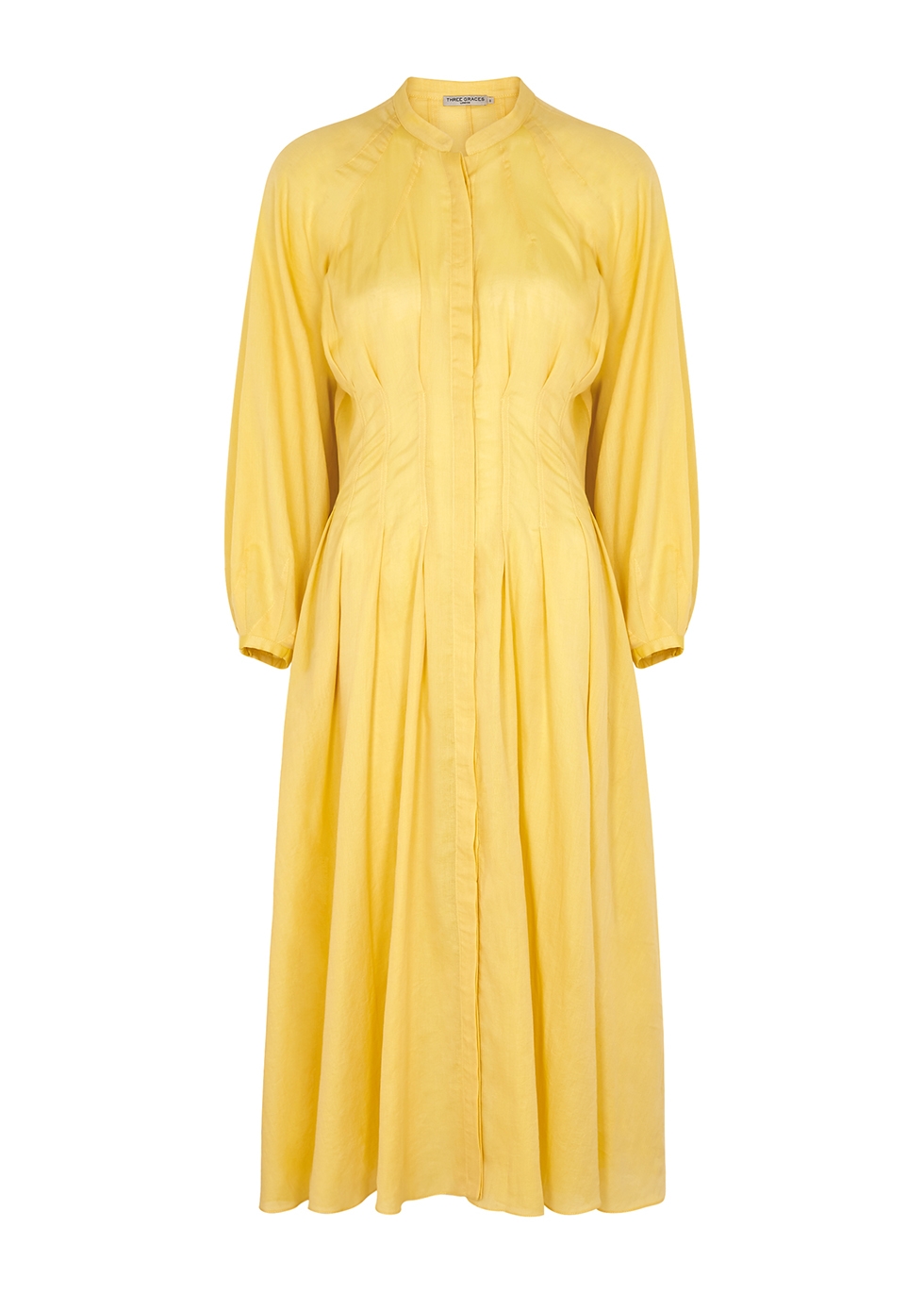 Valeraine yellow cotton midi dress