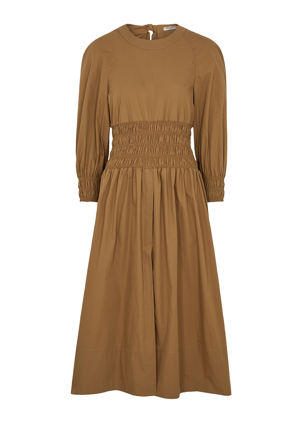 Arianna brown cotton midi dress