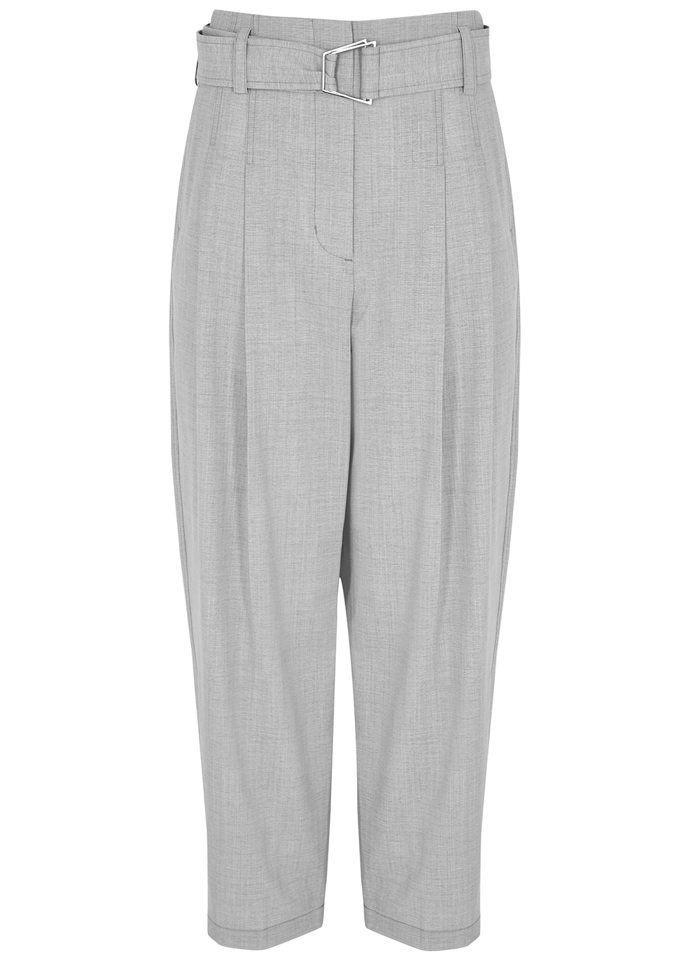 Grey tapered-leg wool-blend trousers
