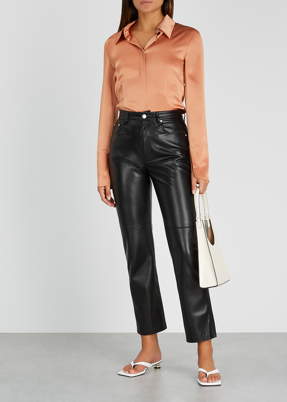 high waist leather trouser