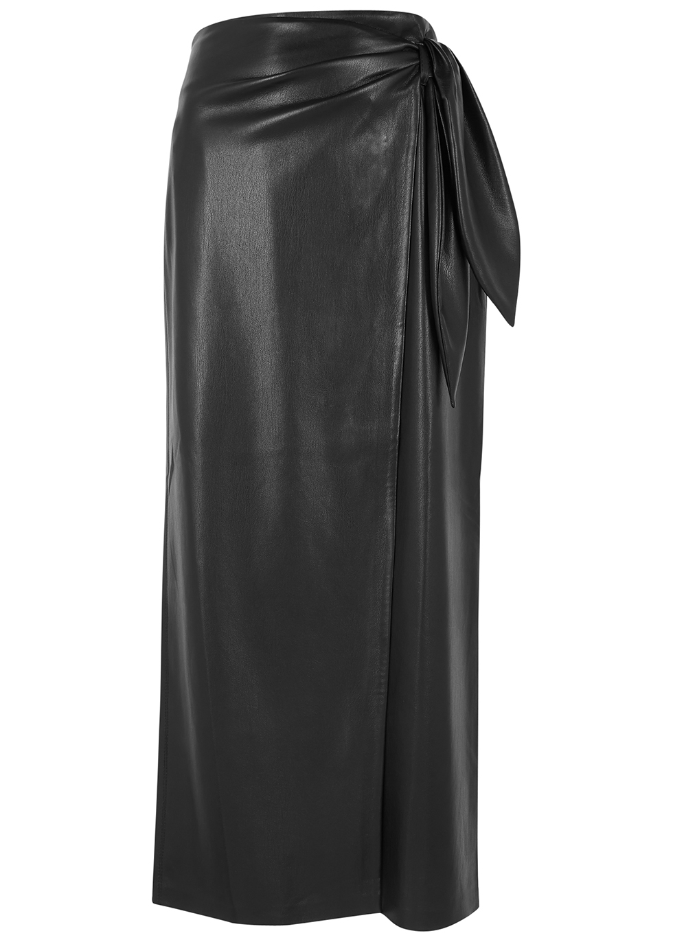 Amas black faux leather midi skirt