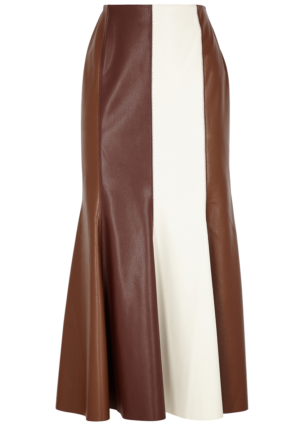 Artem striped faux leather midi skirt