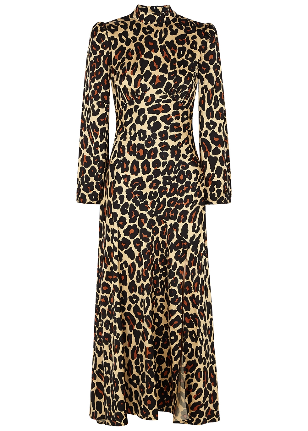 Clara leopard-print satin midi dress