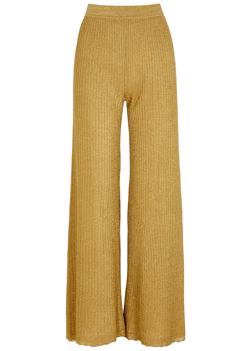 M Missoni Gold wide-leg metallic-knit trousers - Harvey Nichols