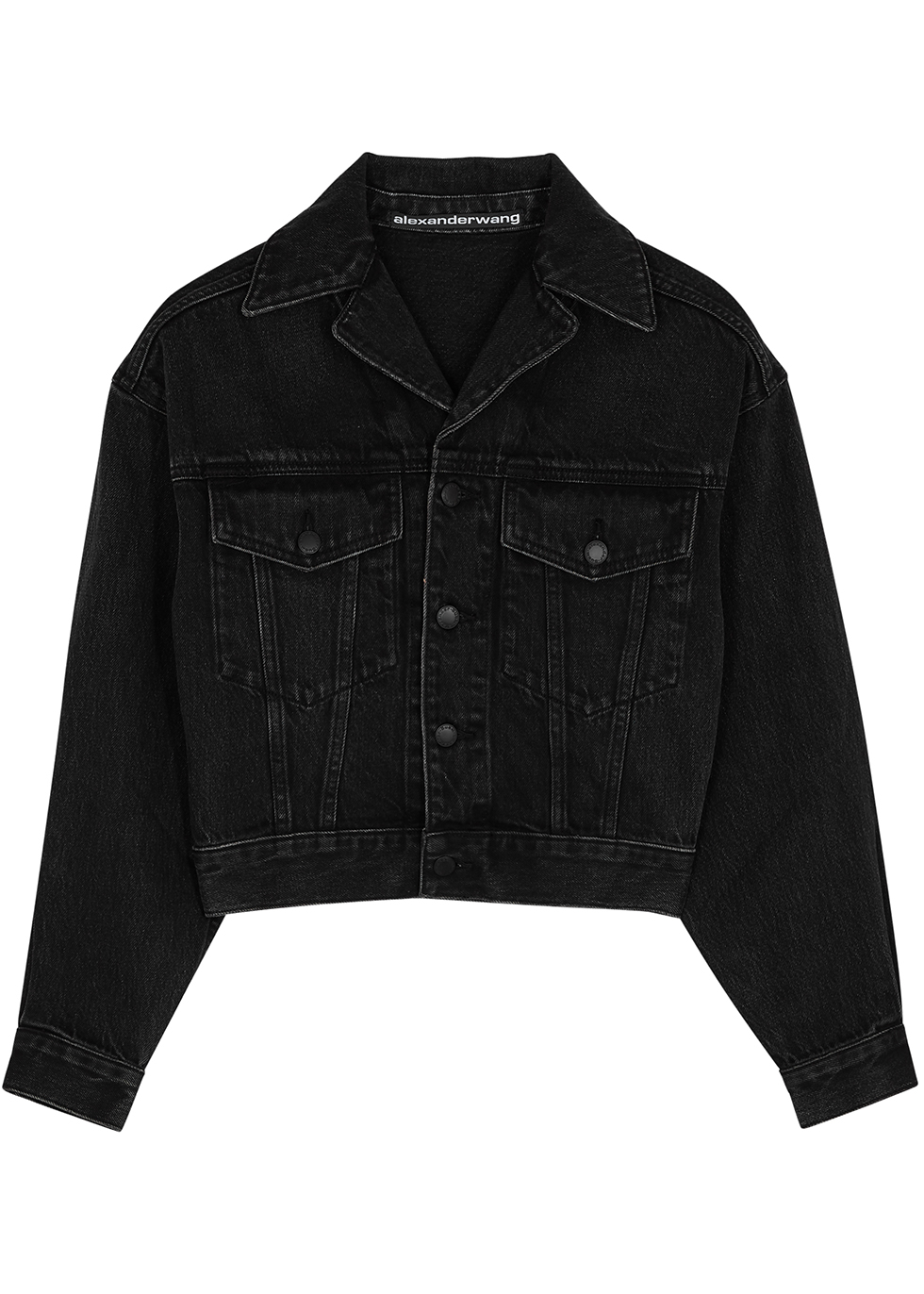 Black cropped denim jacket