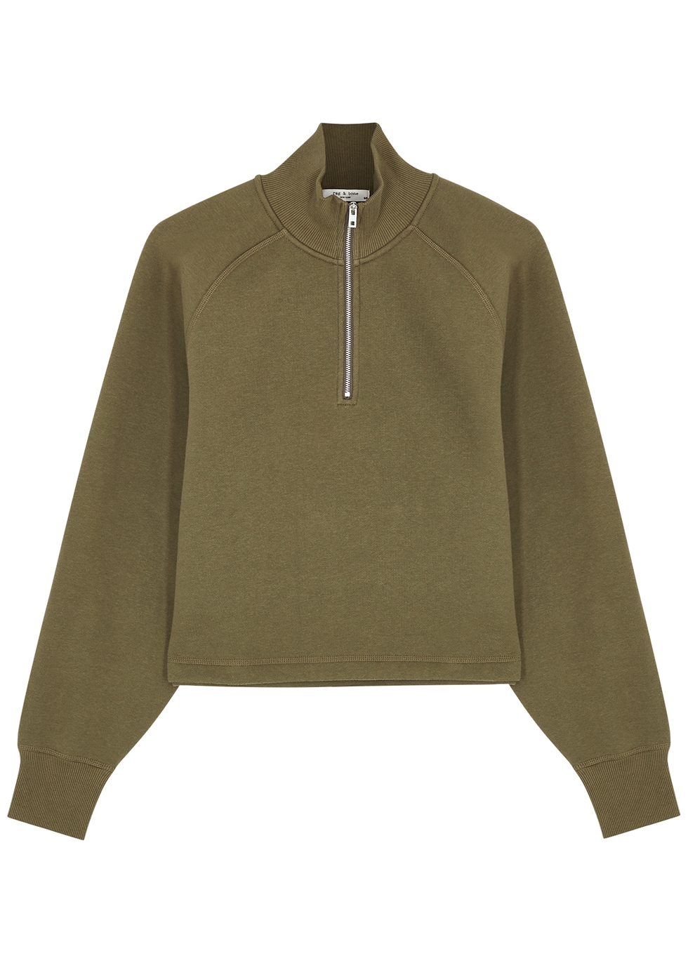 Olive half-zip cotton-blend sweatshirt