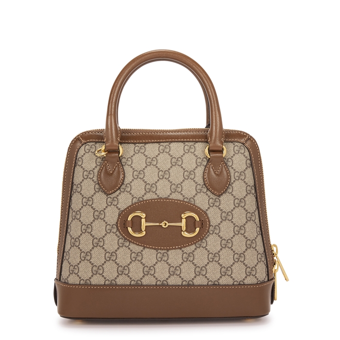 Gucci 1955 Horsebit Monogrammed Top Handle Bag In Brown | ModeSens