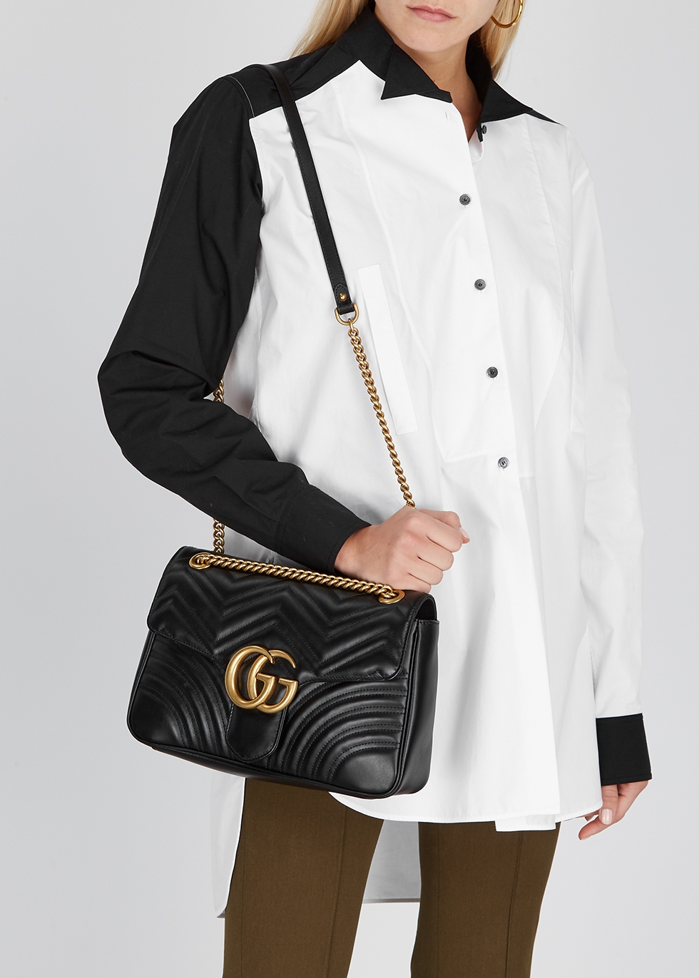 gucci black leather marmont bag