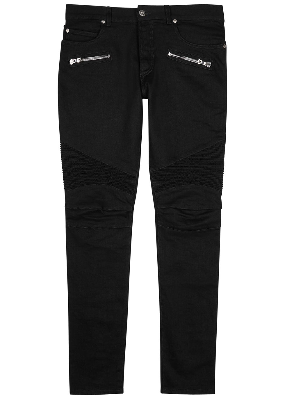 balmain black biker jeans