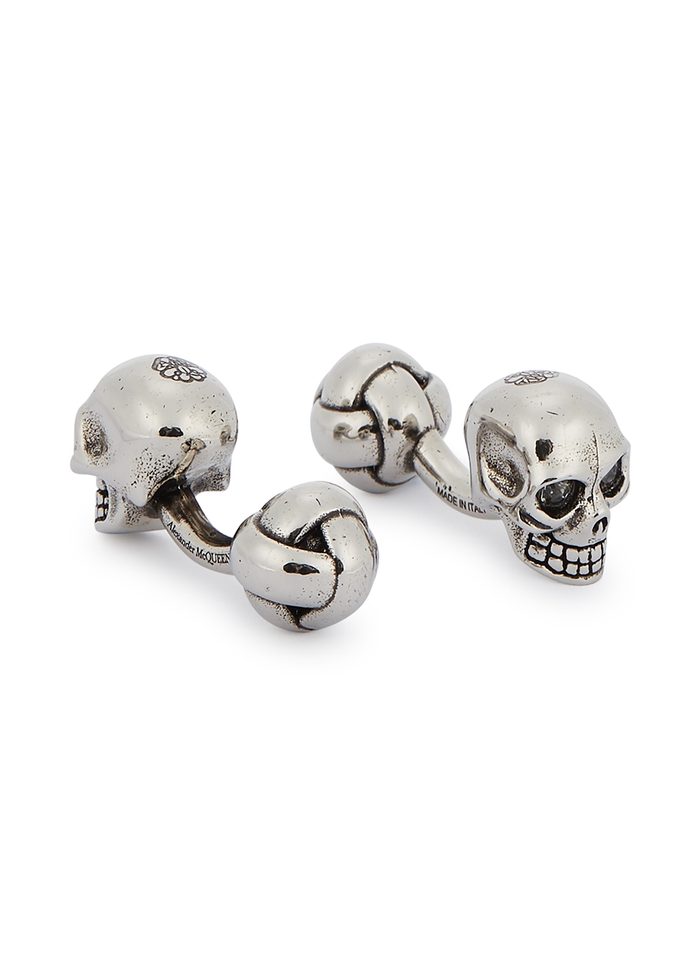 Skull crystal-embellished silver-tone 